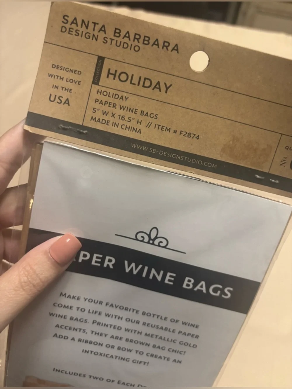 NEW Paper Wine Bags Holiday Party Assorted 6 Pack FALALA, MERRY, NOEL 5 x 16.5”